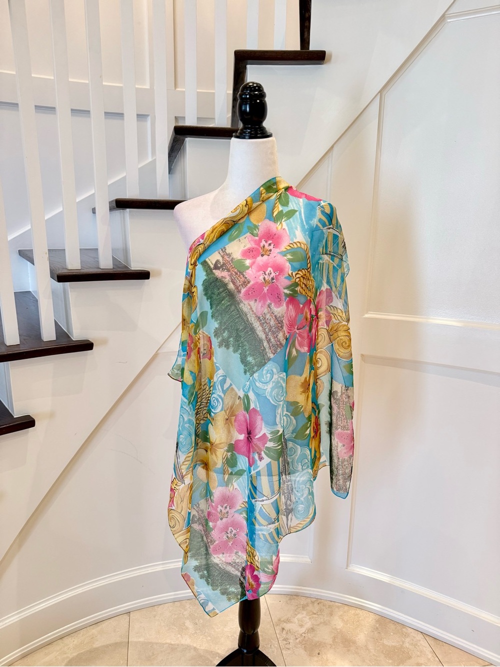 Tropical Print Scarf : Neck Scarf, Headwrap, Ponytail Wrap